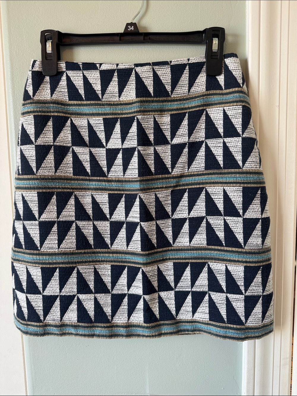 Ann Taylor Navy & White Geometric Knit Skirt